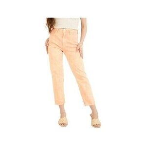 GUESS Women's Mom Jeans High Rise Straight leg Durazno Acid Wash Peach Orange 29
